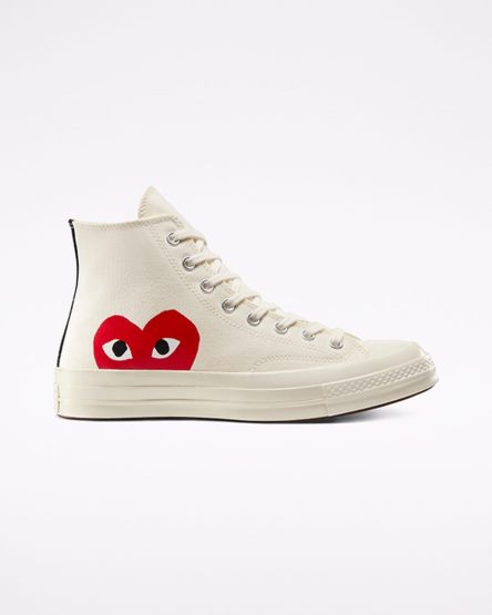 Women's Converse x Comme des Garçons PLAY Chuck 70 High Top Shoes White / Red | AU 06E39N